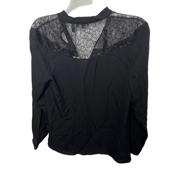 NWT Theory Size Small Silk Black Lace Panel Long Sleeve Blouse $355 - Picture 3 of 5